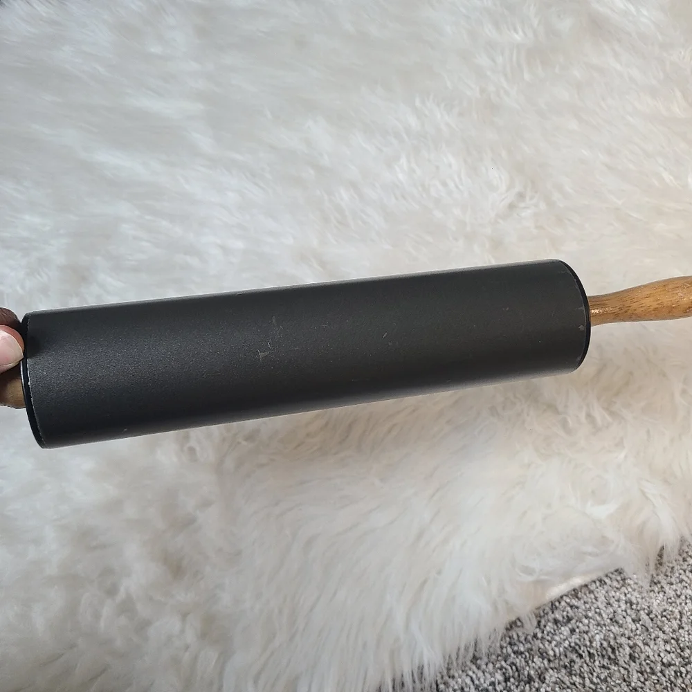 Gray Rolling Pin with Wooden Handles